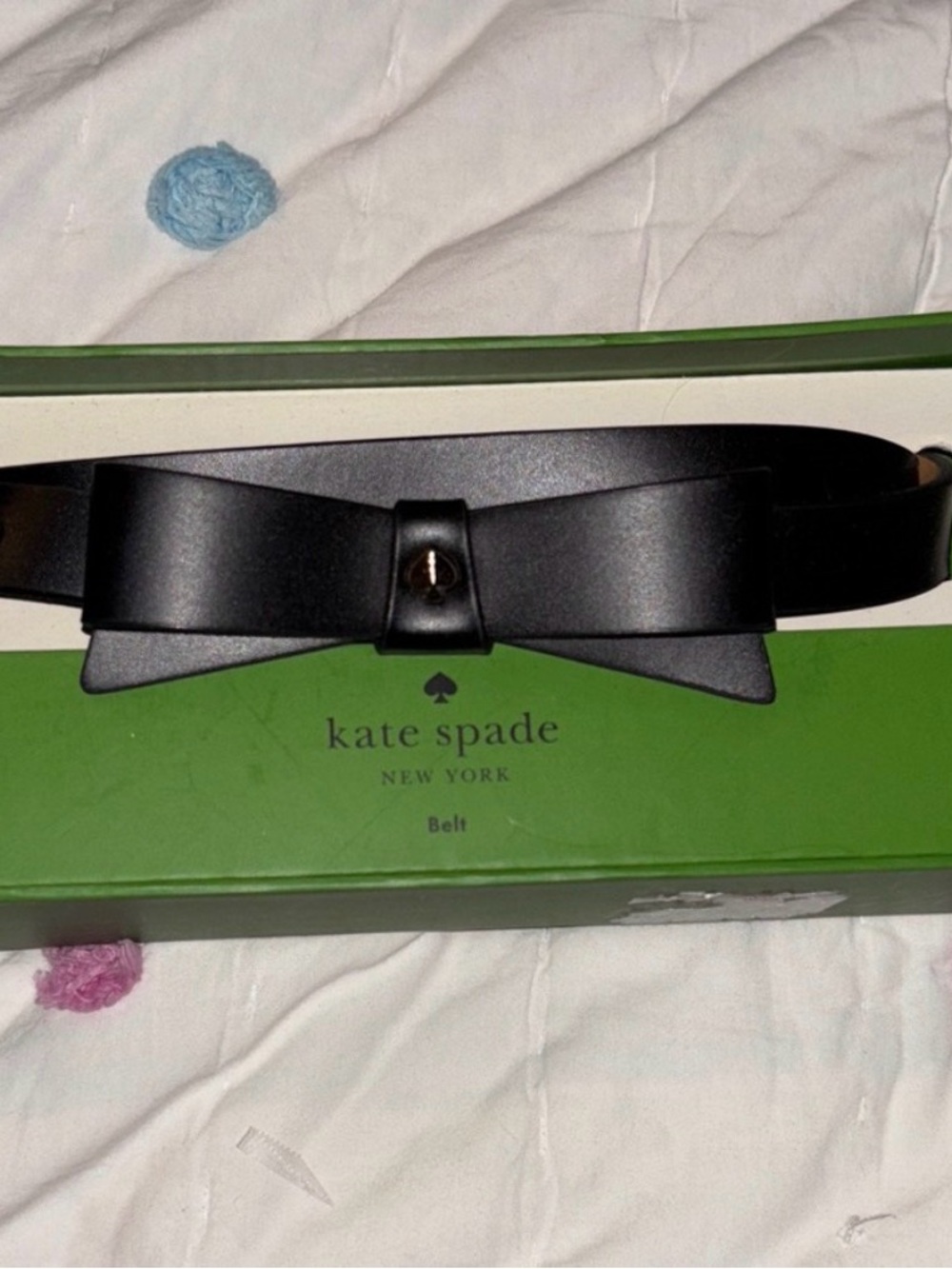 kate spade Black Leather Bow Belt